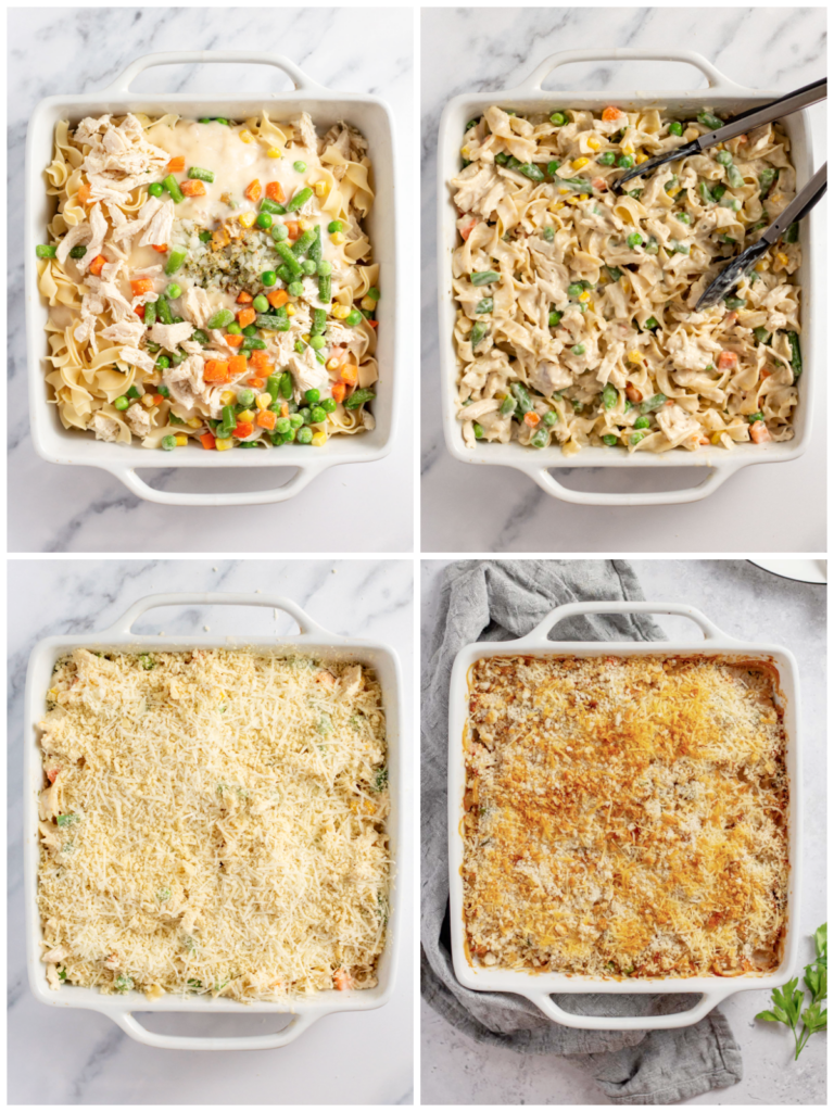 chicken noodle casserole cooking process step by step