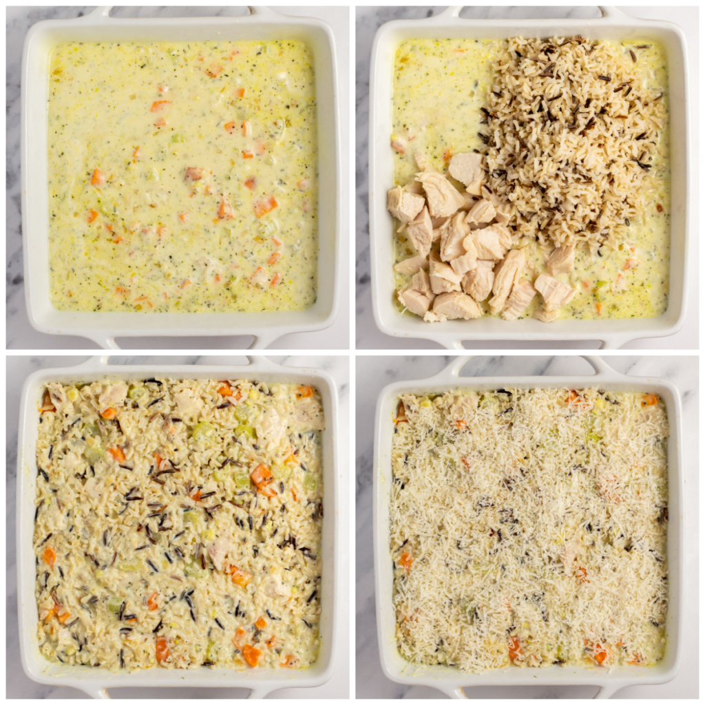 chicken wild rice casserole cooking process step by step