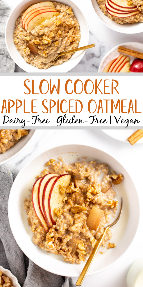 Apple Spiced Slow Cooker Oatmeal GlutenFree, DairyFree, Vegan