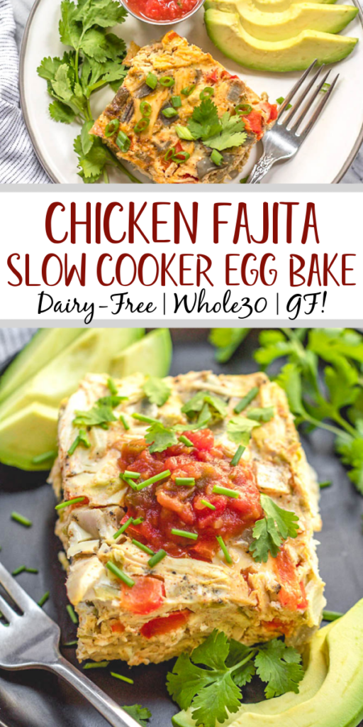 Slow Cooker Chicken Fajita Egg Bake (GF, Paleo, Whole30) Healthy