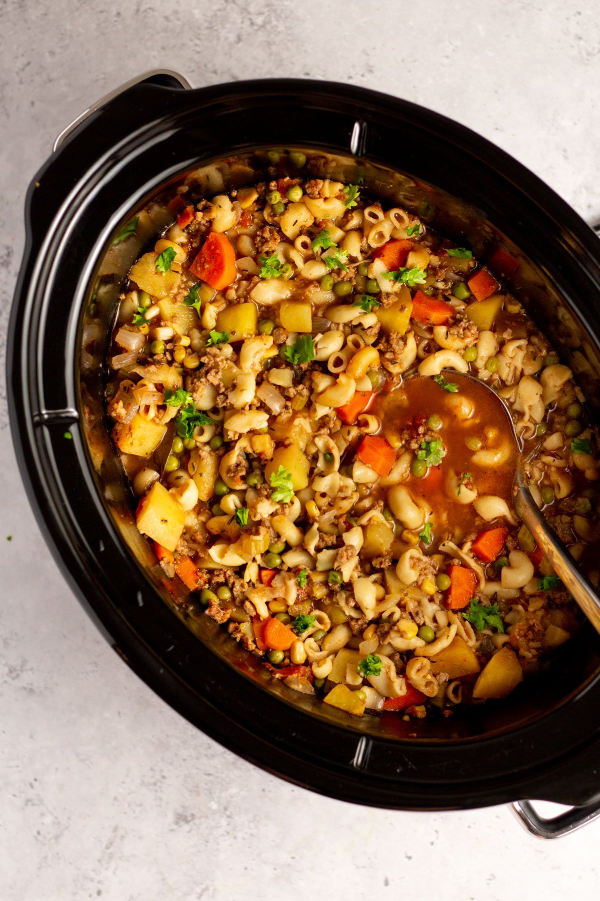 Slow Cooker Hamburger & Vegetable Noodle Soup (Gluten-Free) - Healthy