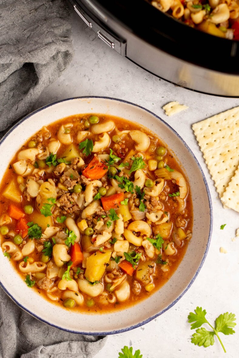 Slow Cooker Hamburger & Vegetable Noodle Soup (Gluten-Free) - Healthy