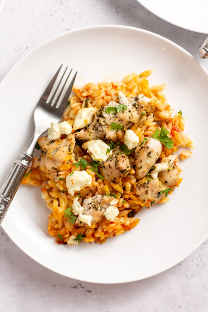 Greek Chicken Orzo Bake Healthy Hearty Recipes