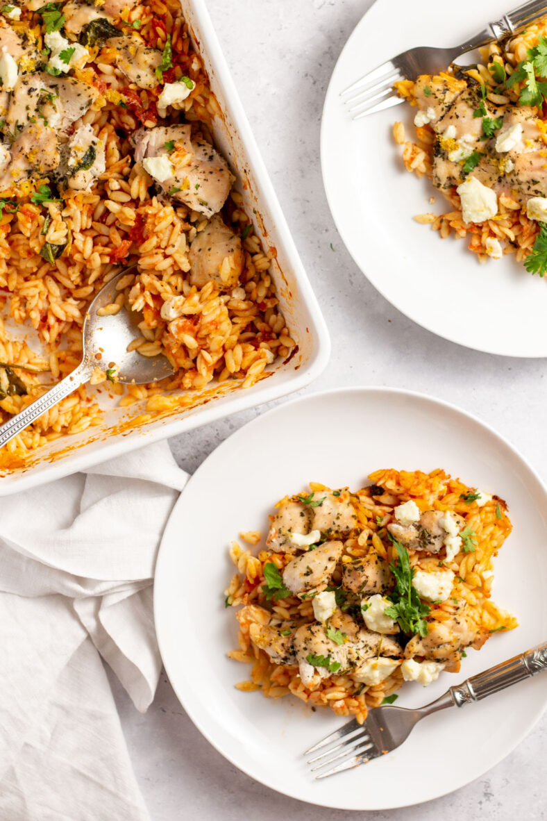 Greek Chicken Orzo Bake Healthy Hearty Recipes