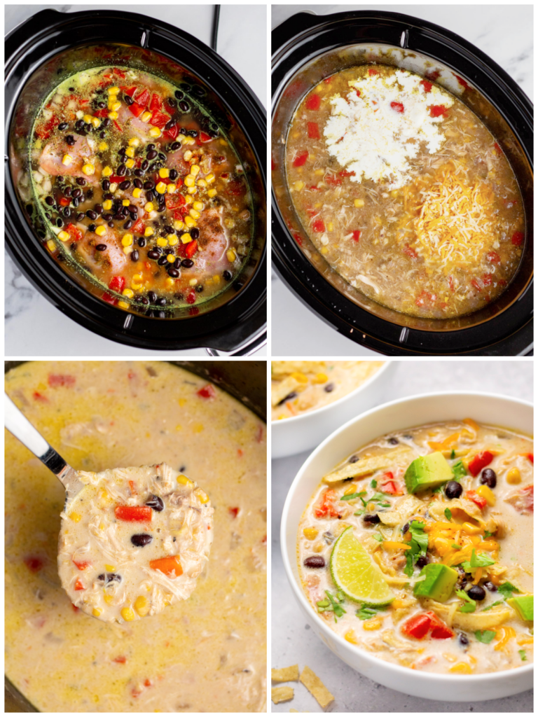slow cooker mexican corn chicken soup cooking process step by step