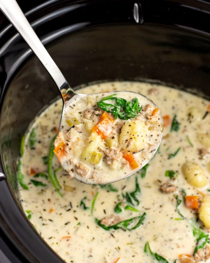 Slow Cooker Creamy Sausage Gnocchi Soup (GlutenFree) Healthy Hearty