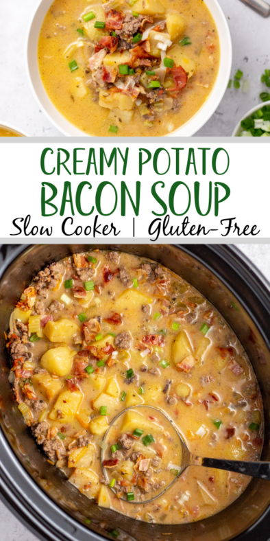 Slow Cooker Creamy Potato Bacon Soup (Gluten-Free) - Healthy Hearty Recipes