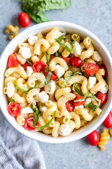 Caprese Pasta Salad (Meatless, Gluten-Free Option) - Healthy Hearty Recipes