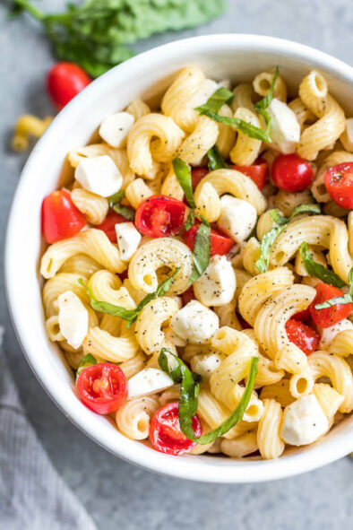 Caprese Pasta Salad (Meatless, Gluten-Free Option) - Healthy Hearty Recipes