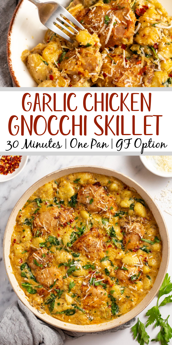 Garlic Chicken Gnocchi Skillet: 30 Minutes, GF - Healthy Hearty Recipes