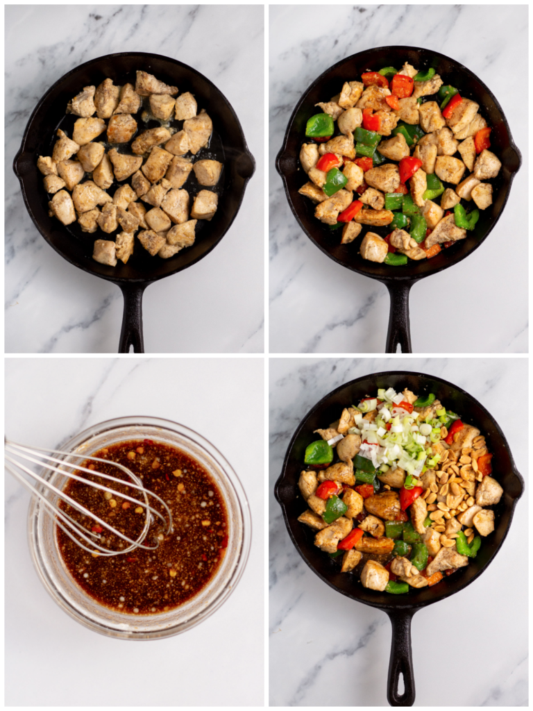 kung pao chicken skillet cooking process step by step
