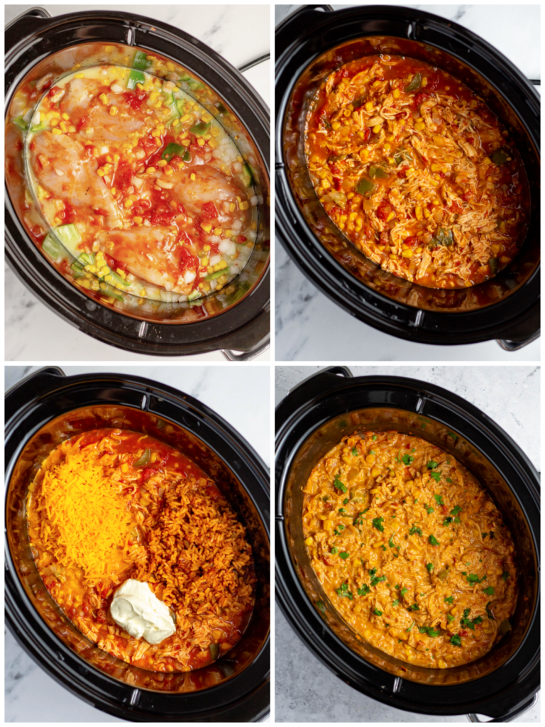 Slow Cooker Fiesta Chicken and Rice Step by Step Cooking Process