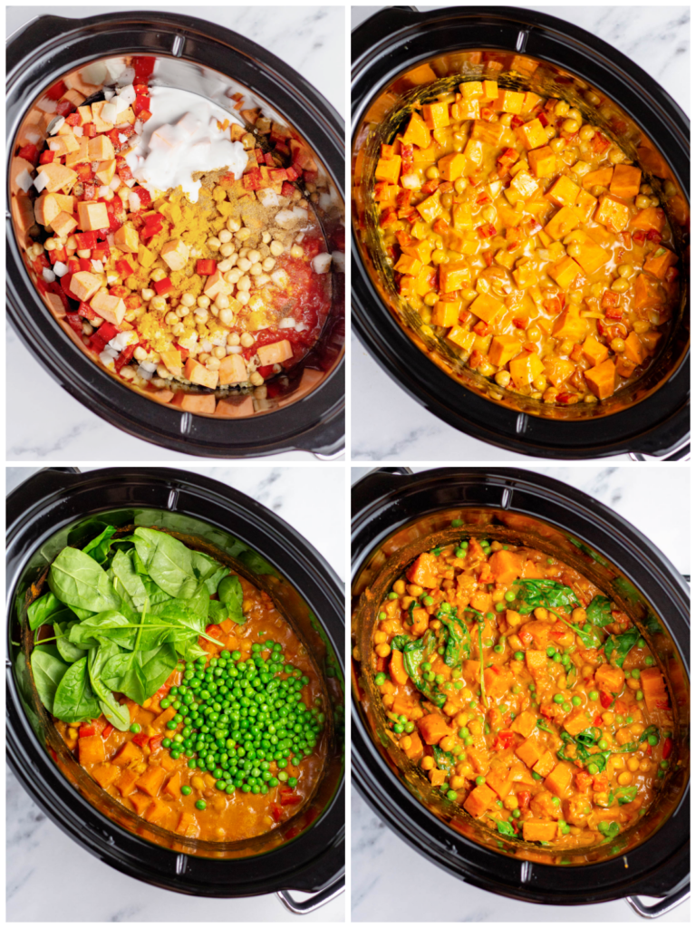vegan slow cooker vegetable curry step by step cooking instructions