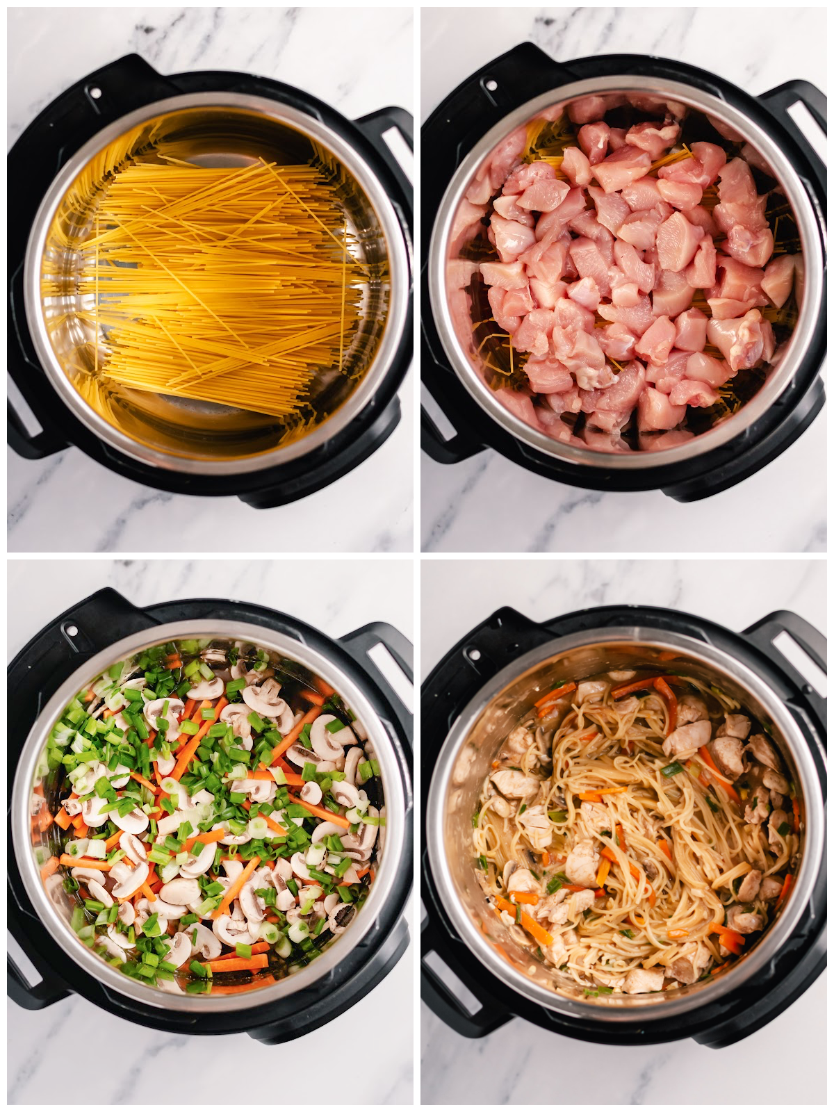 instant pot chicken lo mein step by step cooking process