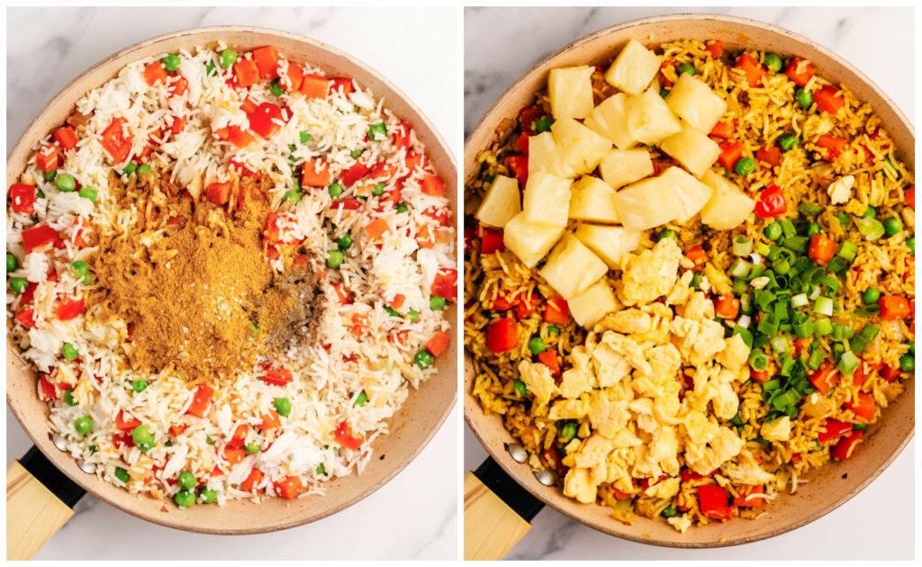 Pineapple Curry Fried Rice Process