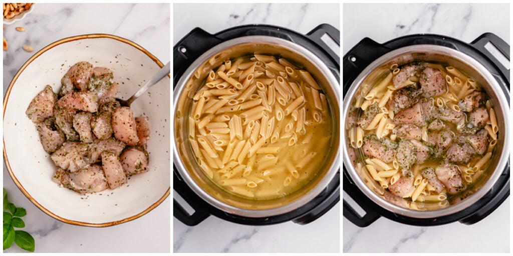 instant-pot-pesto-chicken-pasta-process