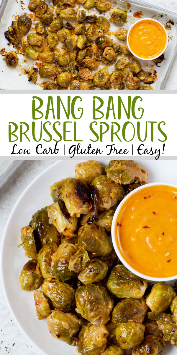 Bang bang brussel sprouts are the perfect versatile recipe for both a family dinner or a larger get together. They are gluten free and dairy free, made with sriracha and sweet chili sauce, and can be both an appetizer with a mayo dipping sauce or a tasty side dish! #glutenfreerecipes #dairyfreerecipes #glutenfreedairyfreerecipes #brusselsprouts #healthyrecipes #meatlessrecipes