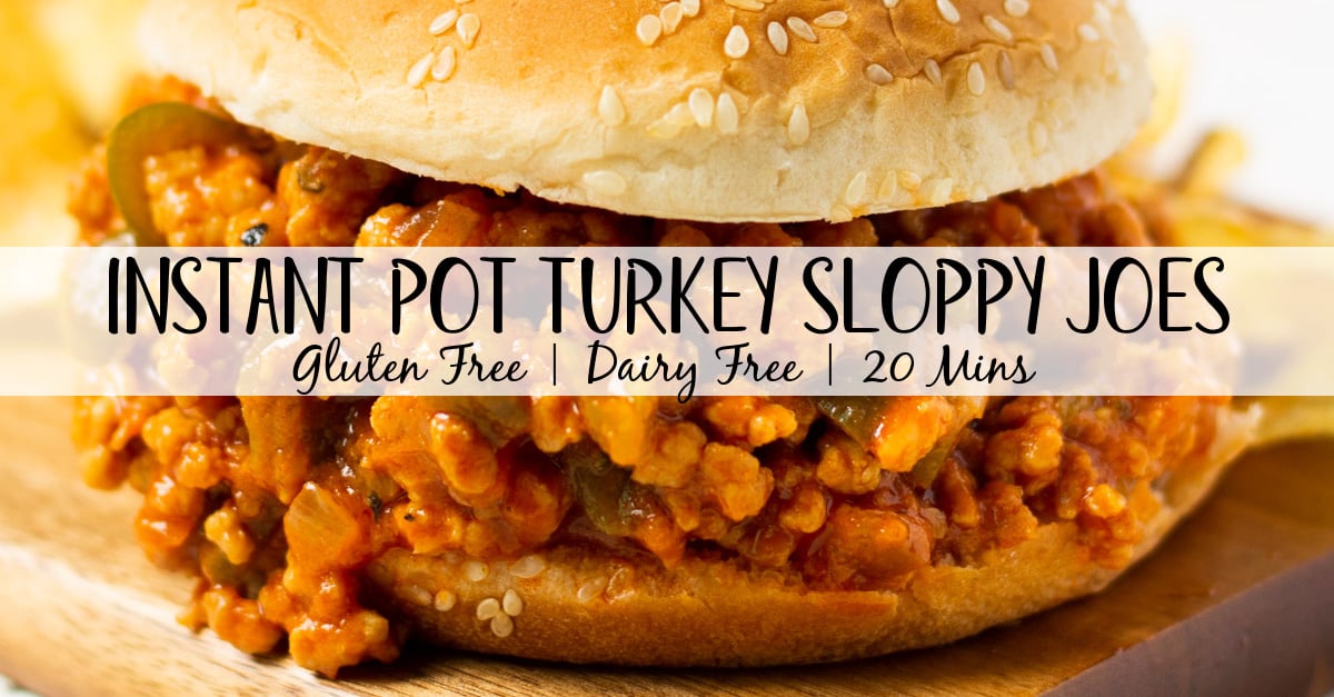 Instant Pot ground turkey sloppy joes adds a small twist on the classic we all know and love. It clocks in at 20 minutes, it's gluten free, dairy free, and only uses the one pot. This recipe is a quick and easy choice to make that only uses a handful of simple ingredients. #glutenfreerecipes #dairyfreerecipes #glutenfreedairyfreerecipes #groundturkey #sloppyjoes #instantpotrecipes #pressurecookerrecipes #fastdinnerrecipes